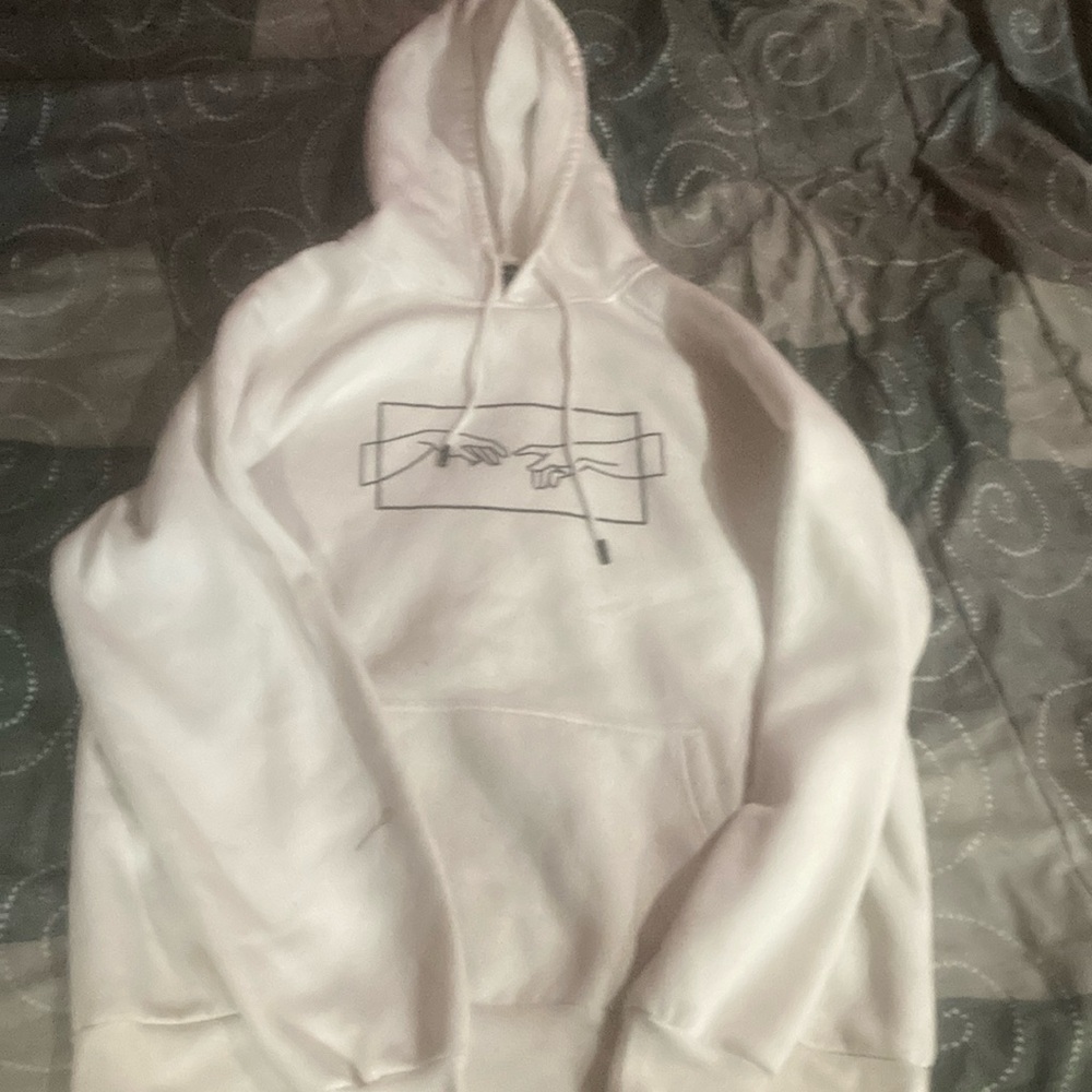 White and black hoodie mens